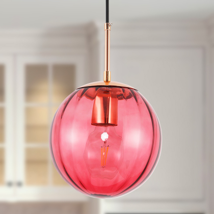 Buy Globe Glass Shade Pendant Lamp Pink 59839 - in the UK 