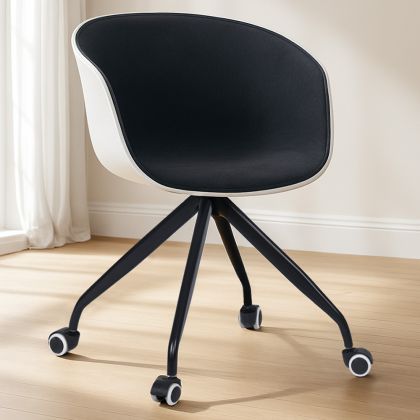 Buy White Padded Office Chair with Armrests and Wheels Dark grey 59887 in the United Kingdom 