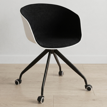 Buy White Padded Office Chair with Armrests and Wheels Dark grey 59887 in the United Kingdom 