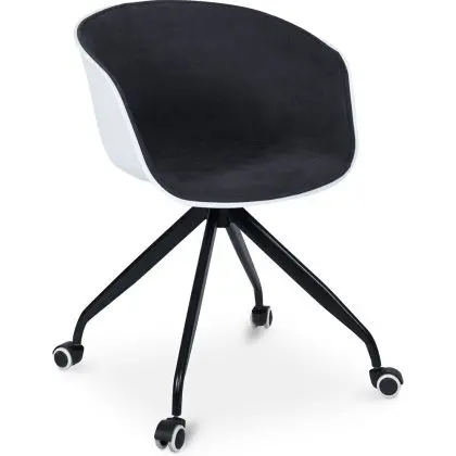 Buy White Padded Office Chair with Armrests and Wheels Dark grey 59887 in the United Kingdom 