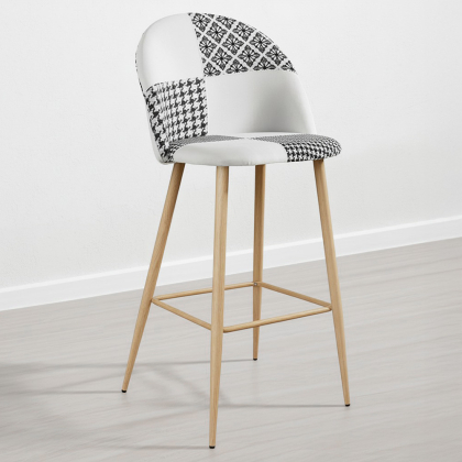 Buy Patchwork Upholstered Stool - Scandinavian Style - Black and White - Bennett  White / Black 59947 - prices 