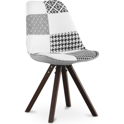 Buy Dining Chair Brielle Upholstered Scandi Design Dark Wooden Legs Premium - Patchwork Max White / Black 59959 at MyFaktory 