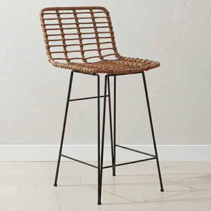 Buy Bar Stool Design Boho Bali Synthetic Wicker 65cm - Kimi Natural wood 59994 in the United Kingdom 