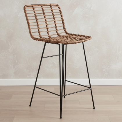 Buy Bar Stool Design Boho Bali Synthetic Wicker 75cm - Kimi Natural wood 59995 home delivery 
