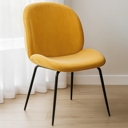 Buy Dining Chair Accent Velvet Upholstered Retro Design - Cyrus Mustard 59996 at MyFaktory 