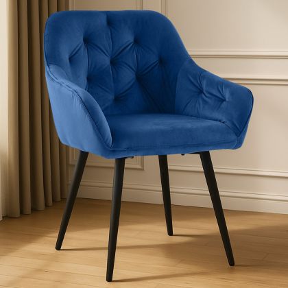 Buy Dining Chair with Armrests - Upholstered in Velvet - Carrol Yellow 59998 - in the UK