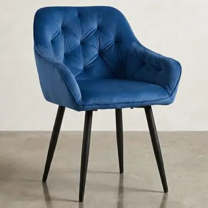 Buy Dining Chair with Armrests - Upholstered in Velvet - Carrol Yellow 59998 at MyFaktory