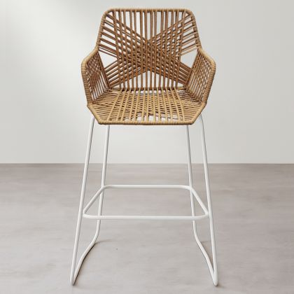 Buy Bar Stool Design Boho Bali Rattan Synthetic 75cm - Zane Natural wood 60005 at MyFaktory 