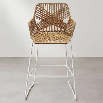 Buy Bar Stool Design Boho Bali Rattan Synthetic 75cm - Zane Natural wood 60005 at MyFaktory 