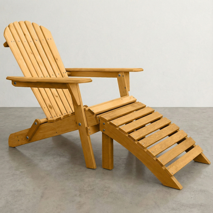 Buy Adirondack long Chair + Footrest Wood Outdoor Furniture Set - Anela Red 60009 at MyFaktory 