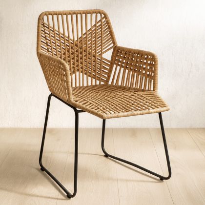 Buy Garden Dining Chair Design Boho Bali Rattan Synthetic - Zane Black 60015 - in the UK 