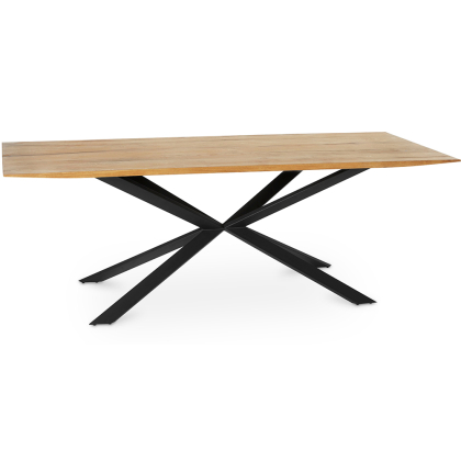 Buy Dining Table 220 cm Rectangular Industrial Design – Wood & Black Metal – 6/8 Seats – Holh Natural wood 60019 home delivery 