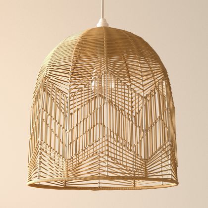 Buy Hanging Lamp Boho Bali Design Natural Rattan - Tuan Light natural wood 60030 - in the UK 