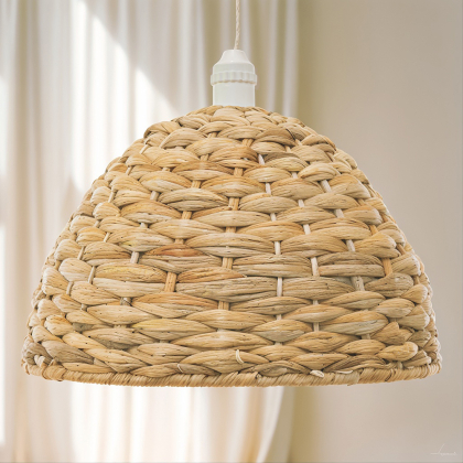 Buy Hanging Lamp Boho Bali Design Natural Rattan - Han Natural wood 60038 home delivery 