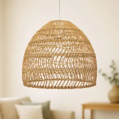 Buy Hanging Lamp Boho Bali Design Natural Rattan - 40 cm - Seam Natural wood 60044 with a guarantee