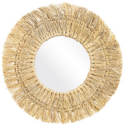 Buy Wall Mirror - Boho Bali Round Design (60 cm) - Qui Natural wood 60056 - in the UK 