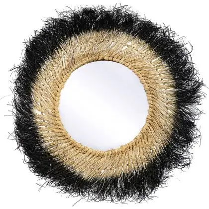 Buy Wall Mirror - Boho Bali Round Design (60 cm) - Melu Natural wood 60059 in the United Kingdom 