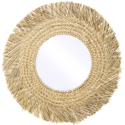 Buy Wall Mirror - Boho Bali Round Design (60 cm) - Paui Natural wood 60061 - in the UK 