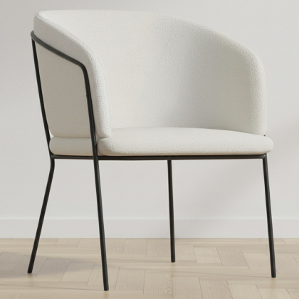 Buy Dining chair upholstered in white boucle - Martine White 60075 home delivery 