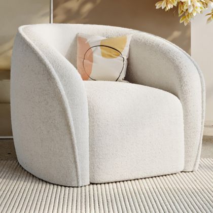 Buy White boucle armchair - upholstered - Recira White 60080 in the United Kingdom 