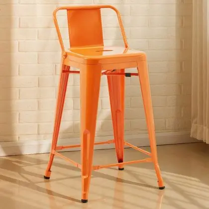 Buy Bar Stool with Backrest - Industrial Design - 60cm - New Edition - Metalix Orange 60126 with a guarantee 