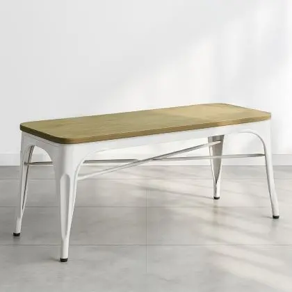Buy Bench Bistrot Metalix Industrial Metal and Light Wood - New Edition White 60131 - prices 