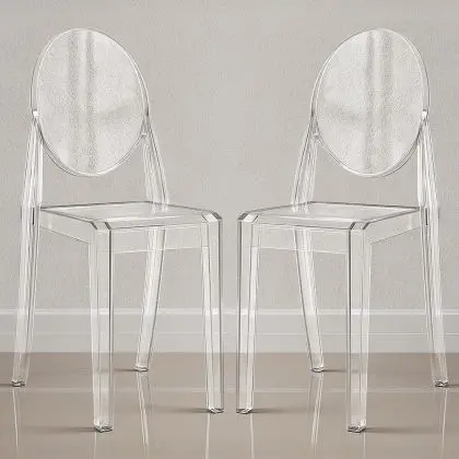 Buy Pack of 2 Transparent Dining Chairs - Victoire  Transparent 58734 - prices 