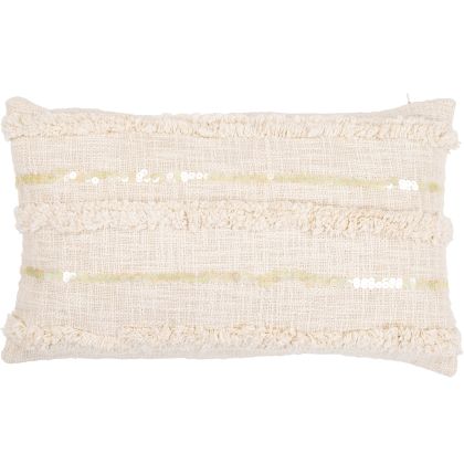 Buy Rectangular Cushion in Boho Bali Style, Cotton cover + filling - Celestia White 60178 home delivery 