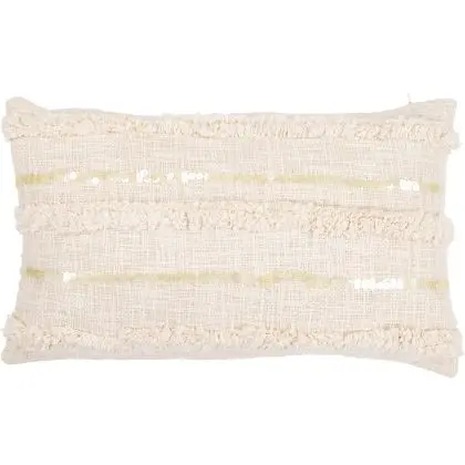 Buy Rectangular Cushion in Boho Bali Style, Cotton cover + filling - Celestia White 60178 with a guarantee 