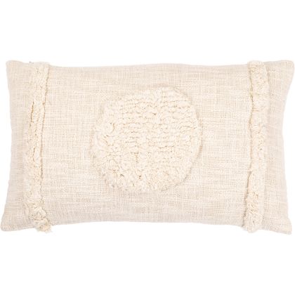 Buy Rectangular Cushion in Boho Bali Style, Cotton cover + filling - Gaia White 60181 - in the UK 
