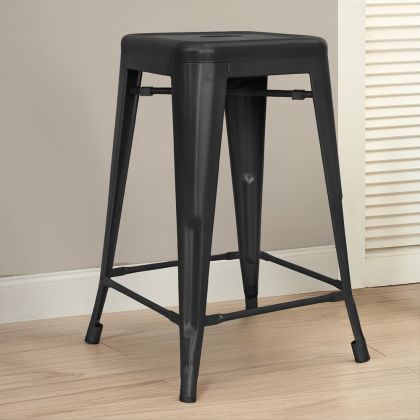 Buy Bistrot Metalix Stool  Matte Metal - 60cm - New edition Black 60324 - in the UK 