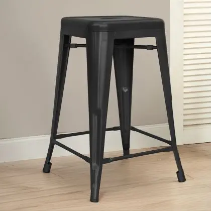 Buy Bistrot Metalix Stool  Matte Metal - 60cm - New edition Black 60324 at MyFaktory 