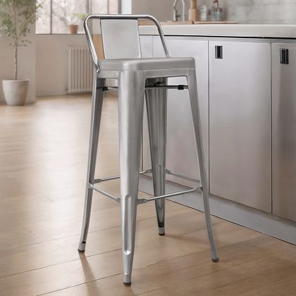 Buy Bar Stool with Backrest - Industrial Design - 76cm - New Edition - Metalix Steel 60325 - in the UK 