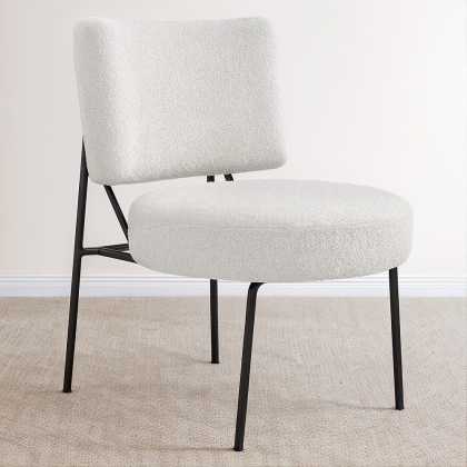 Buy White boucle upholstered dining chair - Hebay White 60337 with a guarantee 