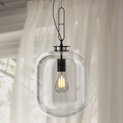 Buy Glass pendant light in modern design, metal and glass - Crada - small Smoke 60401 at MyFaktory 