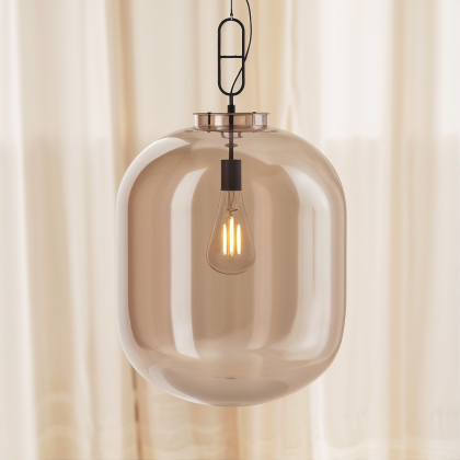 Buy Glass pendant light in modern design, metal and glass - Crada - Medium Amber 60402 at MyFaktory 