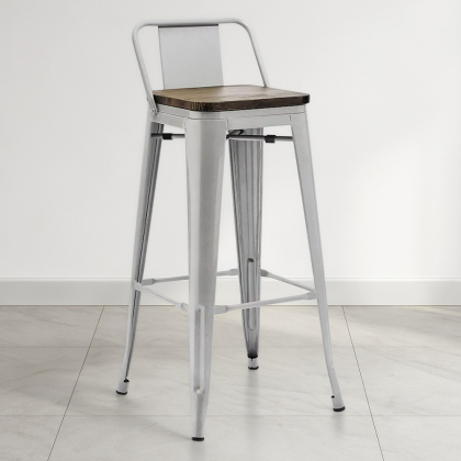 Buy Bar Stool - Industrial Design - Wood and Steel - 76cm - Metalix Light grey 60150 - in the UK 