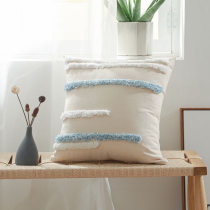 Buy Square Cotton Cushion Boho Bali Style (45x45 cm) cover + filling - Tanyi Blue 60165 - in the UK 