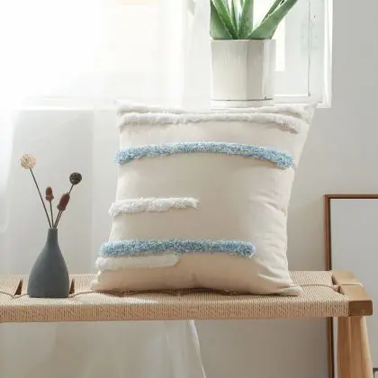 Buy Square Cotton Cushion Boho Bali Style (45x45 cm) cover + filling - Tanyi Blue 60165 home delivery 
