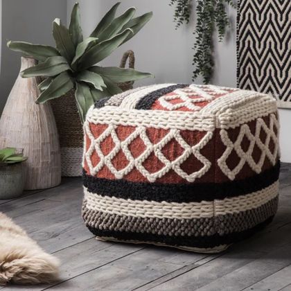 Buy Pouffe Boho Bali , Square in Cotton - Munbay Bali Multicolour 60244 at MyFaktory 