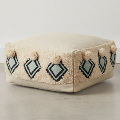 Buy Pouffe Boho Bali , Square in Cotton - Iris Bali Cream 60245 at MyFaktory 