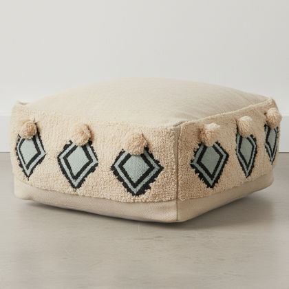 Buy Pouffe Boho Bali , Square in Cotton - Iris Bali Cream 60245 home delivery 