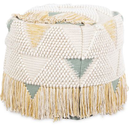 Buy Pouffe Boho Bali , Square in Cotton and wool- Janet Bali Multicolour 60248 - prices 