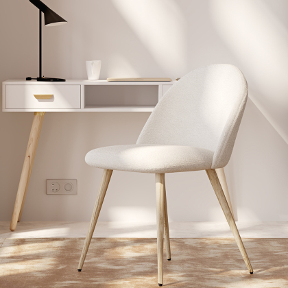 Buy Dining Chair - Upholstered in Bouclé Fabric - Scandinavian Design - Bennett White 60460 - in the UK 