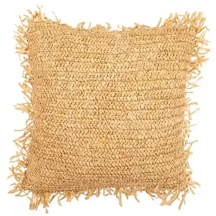Buy Square Boho Bali Cushion, Raffia cover + filling - Alizon Natural 60197 home delivery 