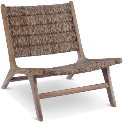 Buy Armchair in Boho Bali Style, Rattan and Teak Wood - Hewar Natural 60475 - in the UK