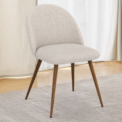 Buy Dining Chair - Upholstered in Bouclé Fabric - Scandinavian - Bennett White 60480 with a guarantee 