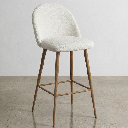 Buy Stool Upholstered in Bouclé Fabric - Scandinavian Design - Bennett White 60482 home delivery 