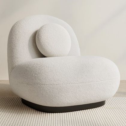 Buy White boucle armchair upholstered - Black legs - Nuiba White 60483 - in the UK