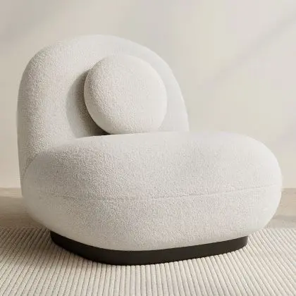 Buy White boucle armchair upholstered - Black legs - Nuiba White 60483 home delivery
